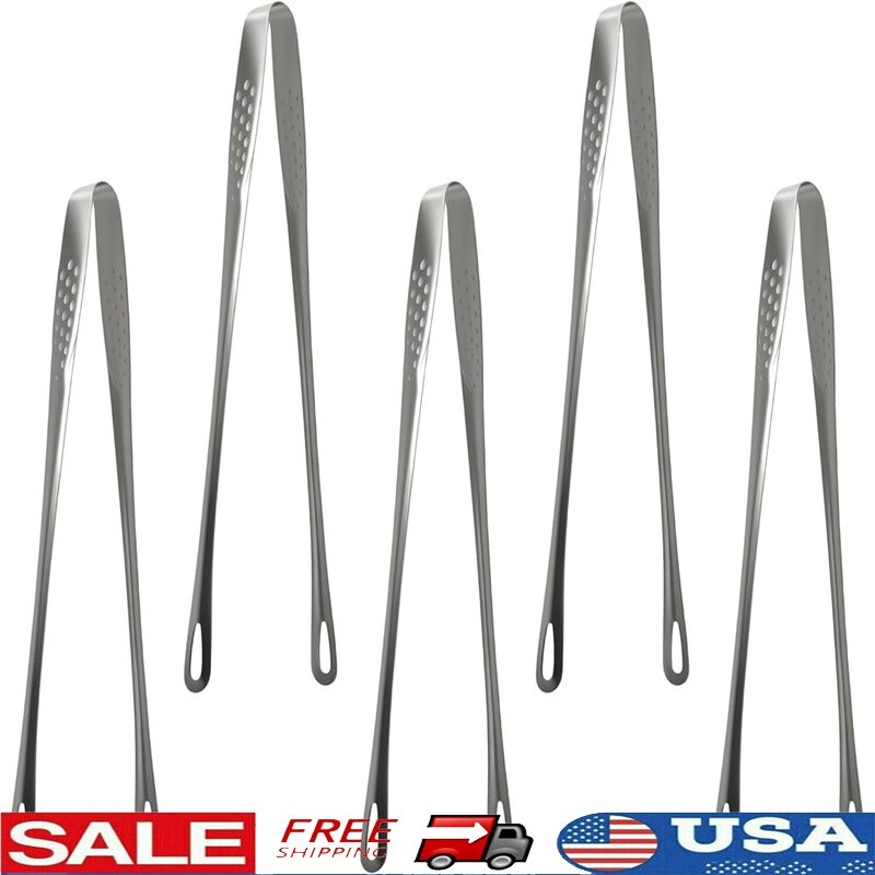 Stainless Steel Tongs Set 5 Cooking Tongs W/ Non-Slip Handles BBQ Kitchen Tool