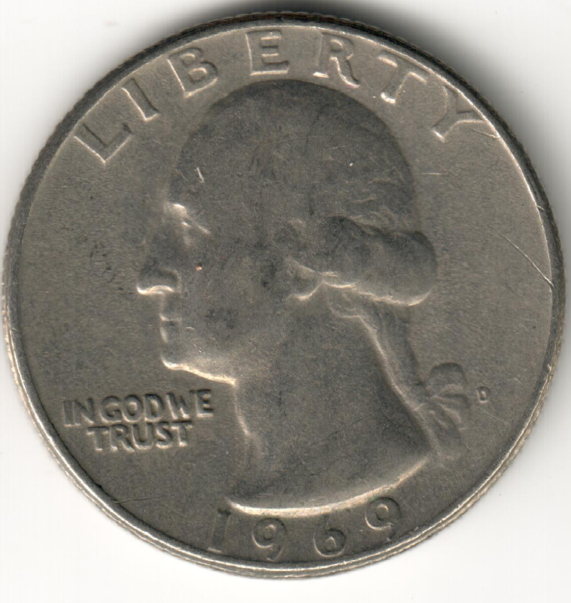 USA - 1969D - Washington ¼ $ - Heraldic Eagle - 3rd Rarest (P/D) from 1965-98