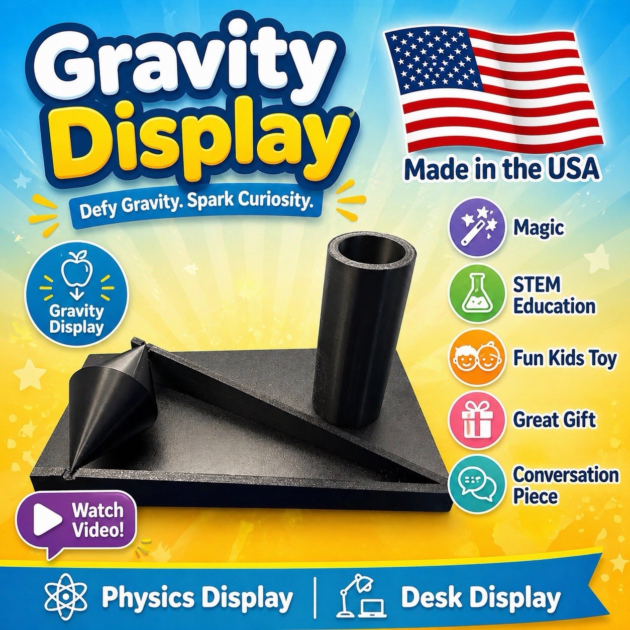 STEM Education Gravity Physics Display / Desk Display / Art Piece WATCH VIDEO!