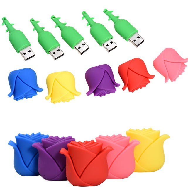 Flash Drives Memory Stick Rose Flower Red Blue Yellow Pink Purple 64GB 32GB USB
