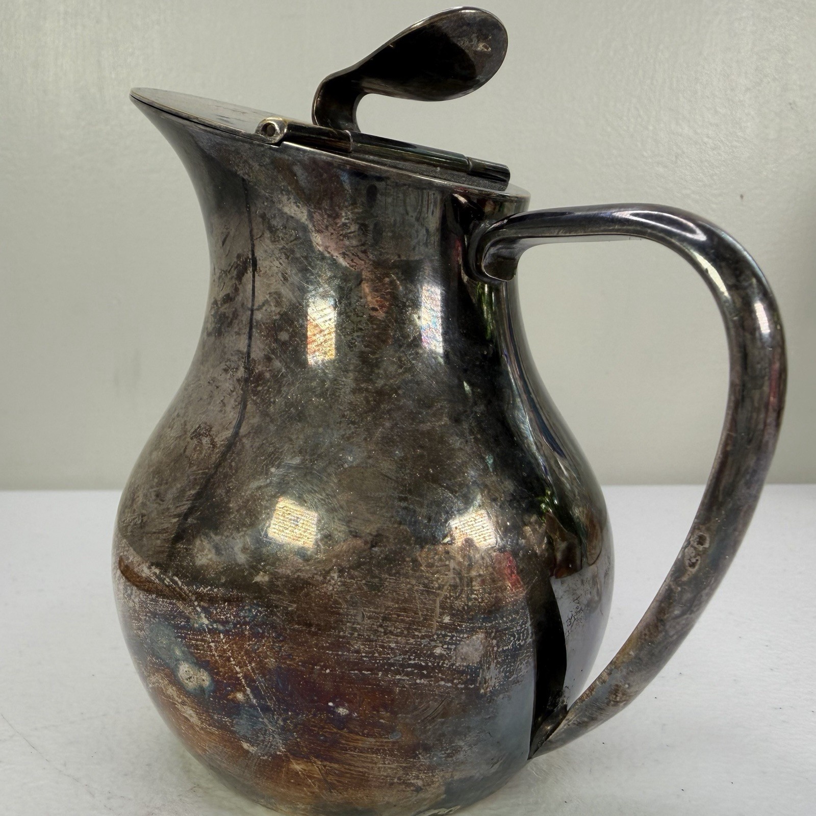 Vintage E.L. de Uberti Italy Silver Plated Individual Lidded Syrup Pitcher 4.5"