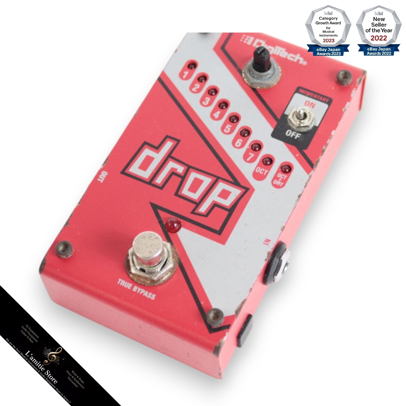 Digitech DROP Compact Polyphonic Tune Pitch Shifter Octaver JP Analog Red Used