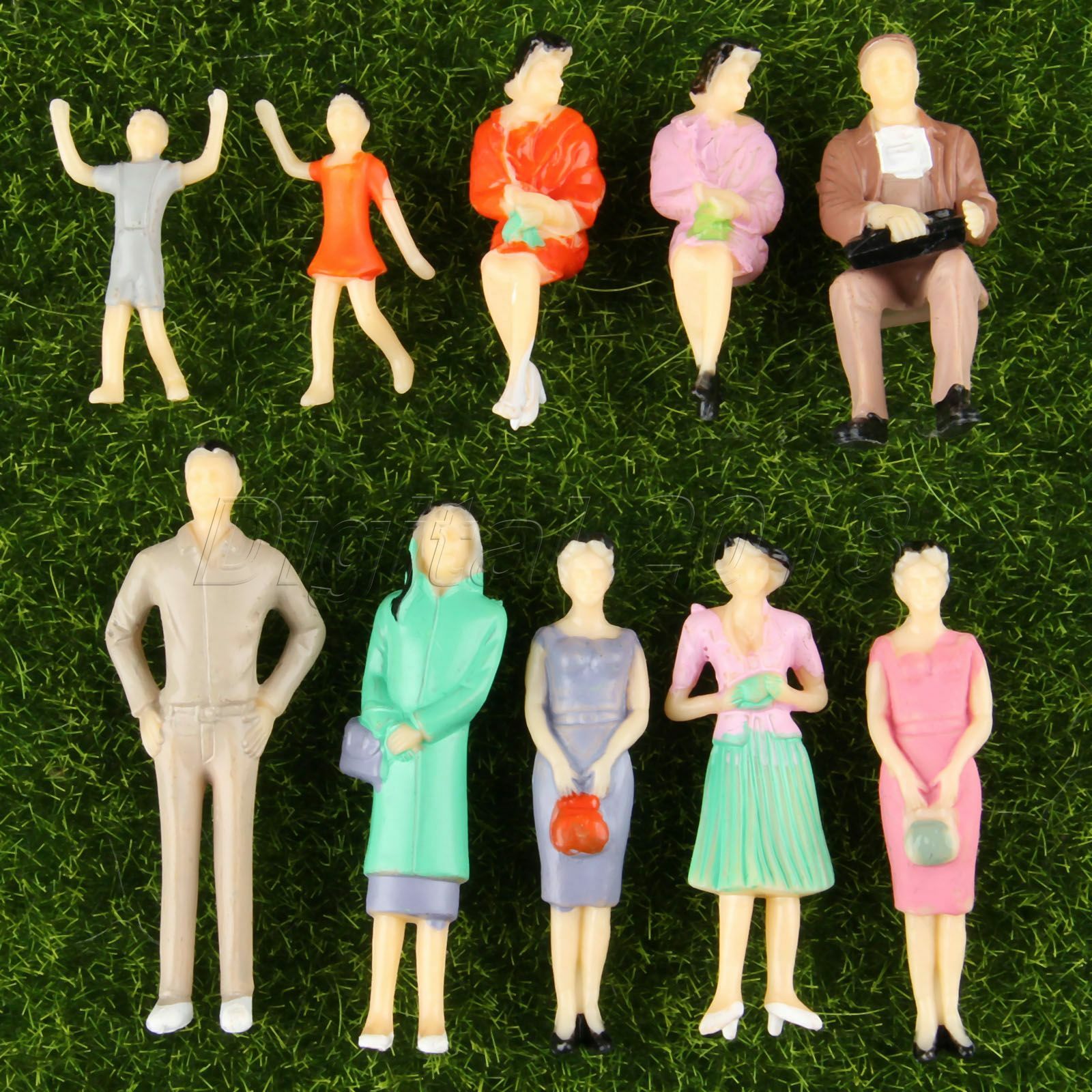 10pcs Plastic Park Plain People Model Train Scenery Layout Scale 1:30 Painted