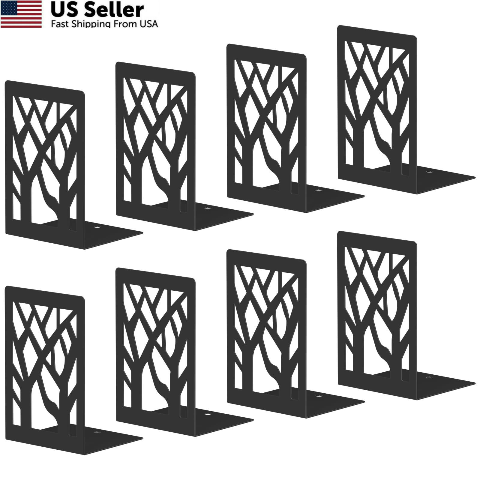 ALOTCHE Bookends 8 Pieces, Tree Design Modern Metal Black 8 Pieces