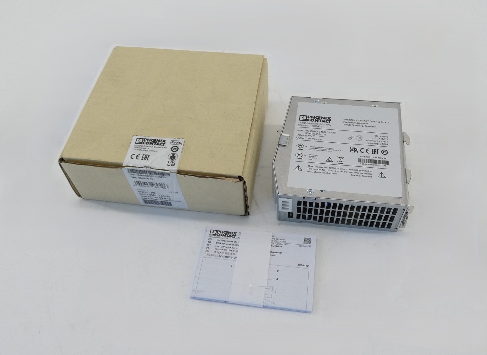 Phoenix Contact 1096432 UNO2-PS/1AC/24DC/240W Power Supply 24VDC 240W 50/60Hz...