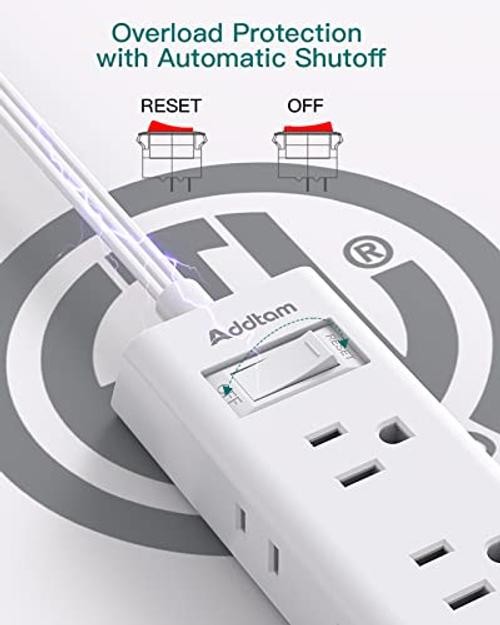 Cruise Essentials - Flat Plug Power Strip - 5 ft Ultra Flat - White