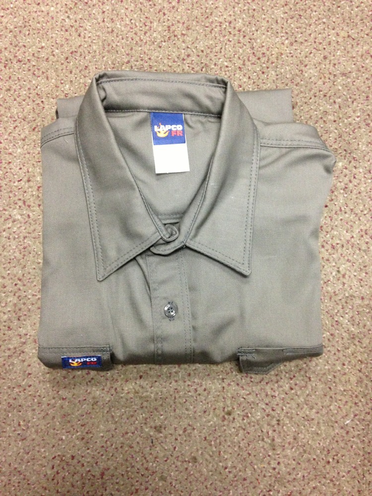 Lapco Grey Flame Retardant 7 oz welding shirt  Medium