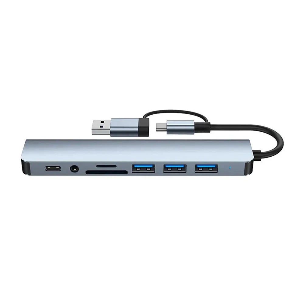 8 Port USB-C Hub Type Adapter 5G Speed Multi USB Splitter for PC Laptop Macbook