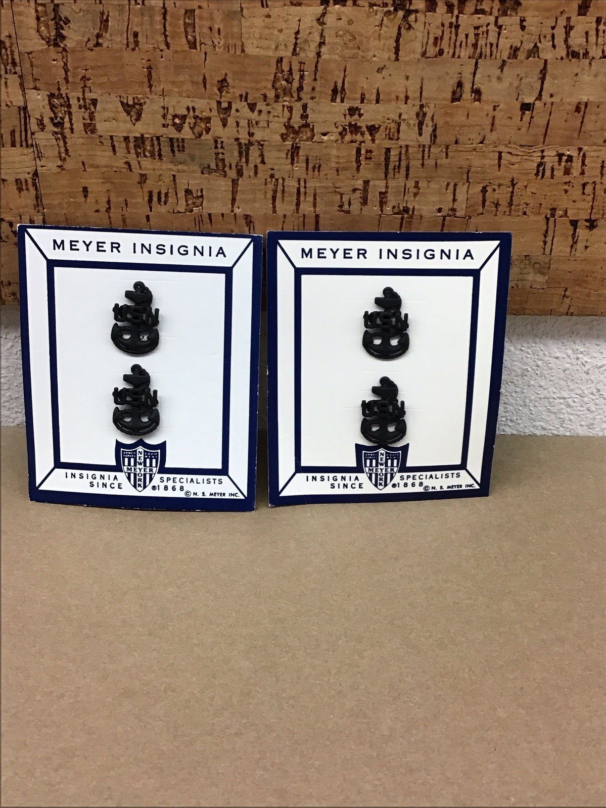 Lot Of 2 Pair NOS Meyer Insignia US Navy E-7 Collar Devices Small Black New