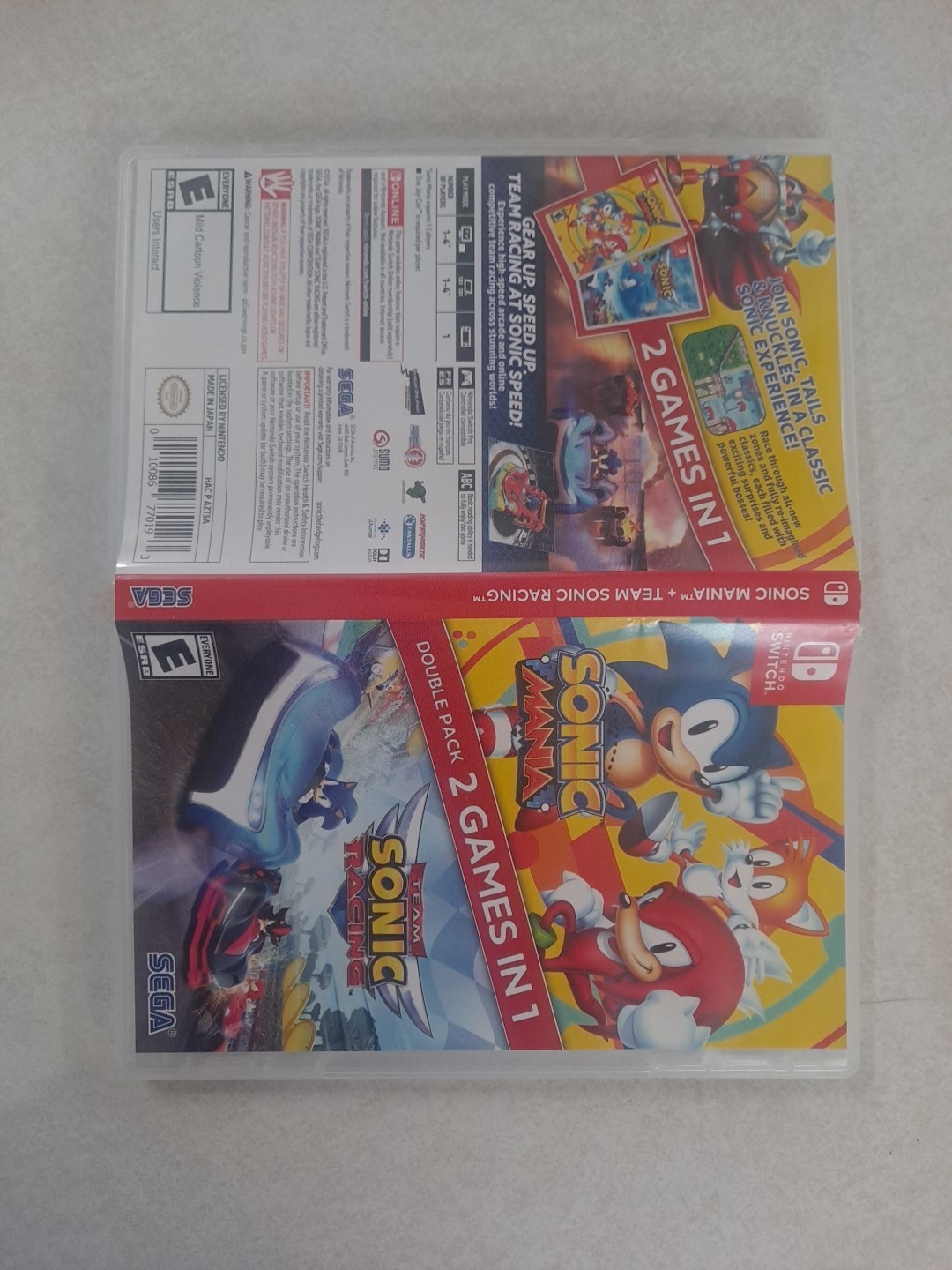 Sonic Mania + Team Sonic Racing (Nintendo Switch) Replacement Case - NO GAME
