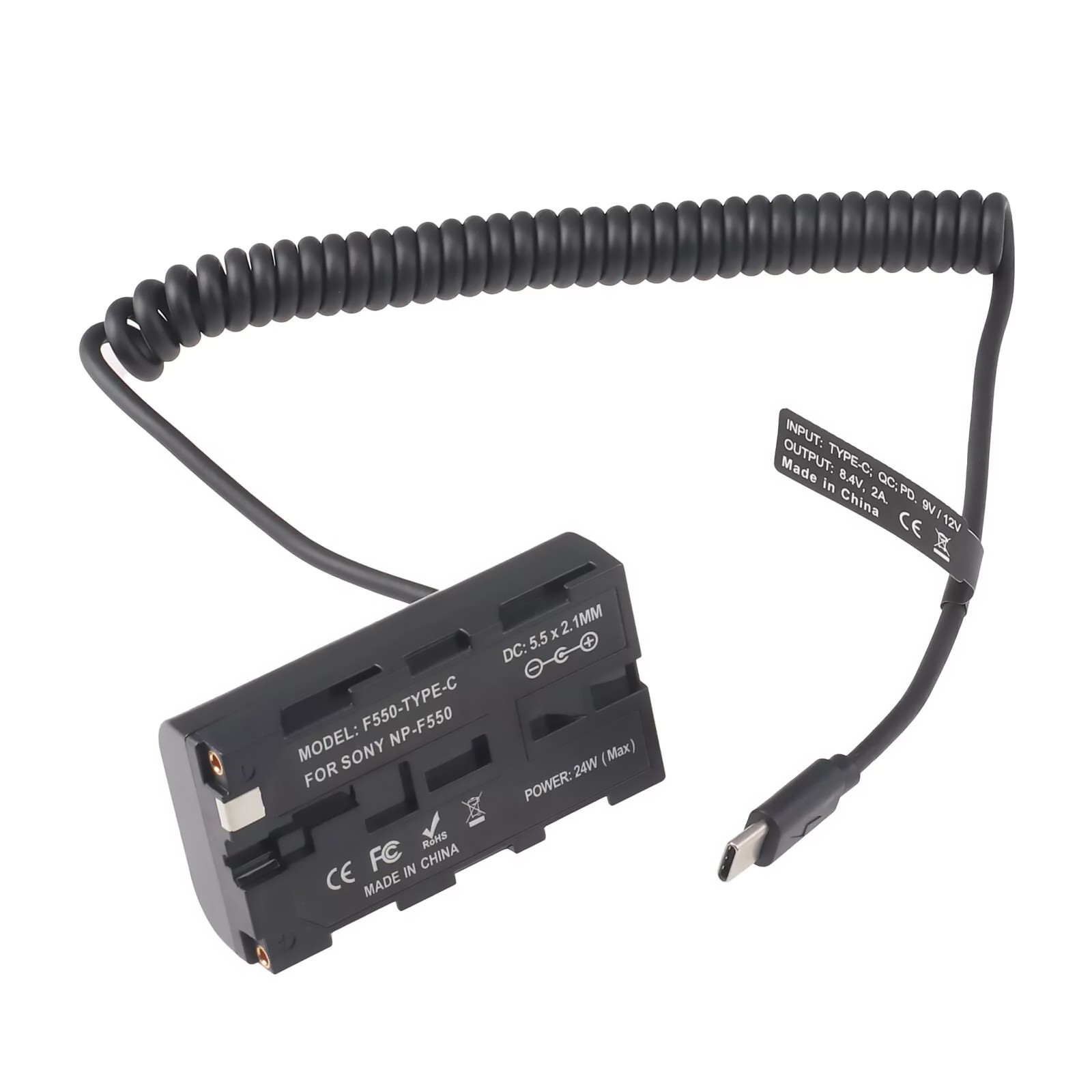 1 PC USB-C to NP-F550 Dummy Battery Power Adapter Accessories For Sony Monitor