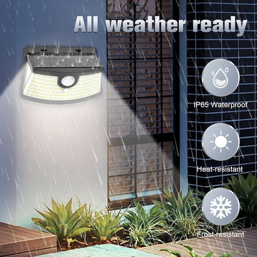 Aootek New Solar Motion Sensor Lights 120 LEDs with 6 Pack, Black