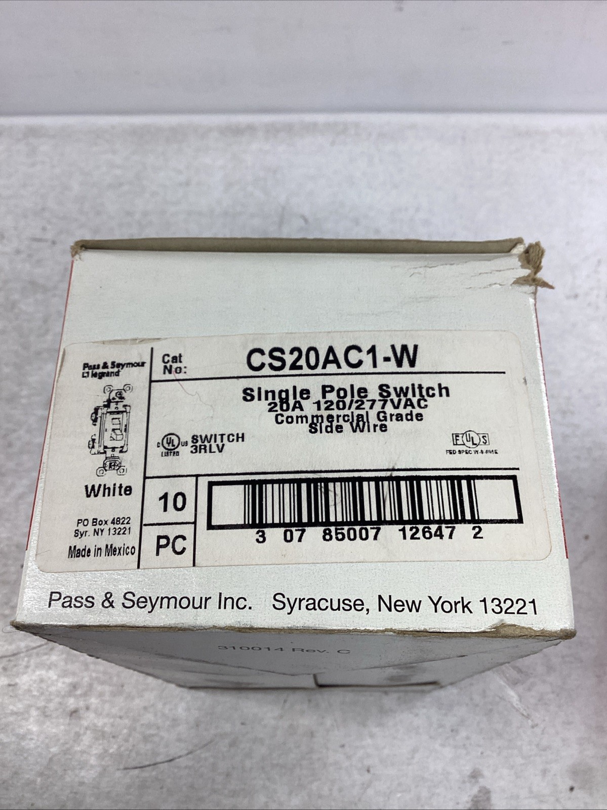 Box of 8 Legrand CS20AC1-W Single Pole Switch