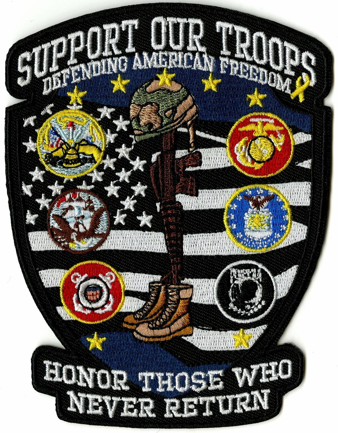 Support Our Troops Patch 5" | US Military Pow Mia | Embroidered Iron On Small