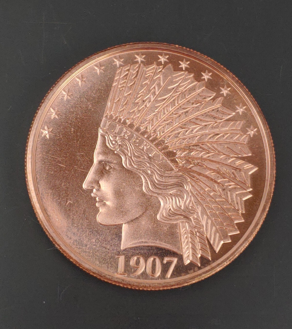 INDIAN HEAD 1oz COPPER COIN w/ Neodymium N52 Fridge/Locker Magnet - NEW!
