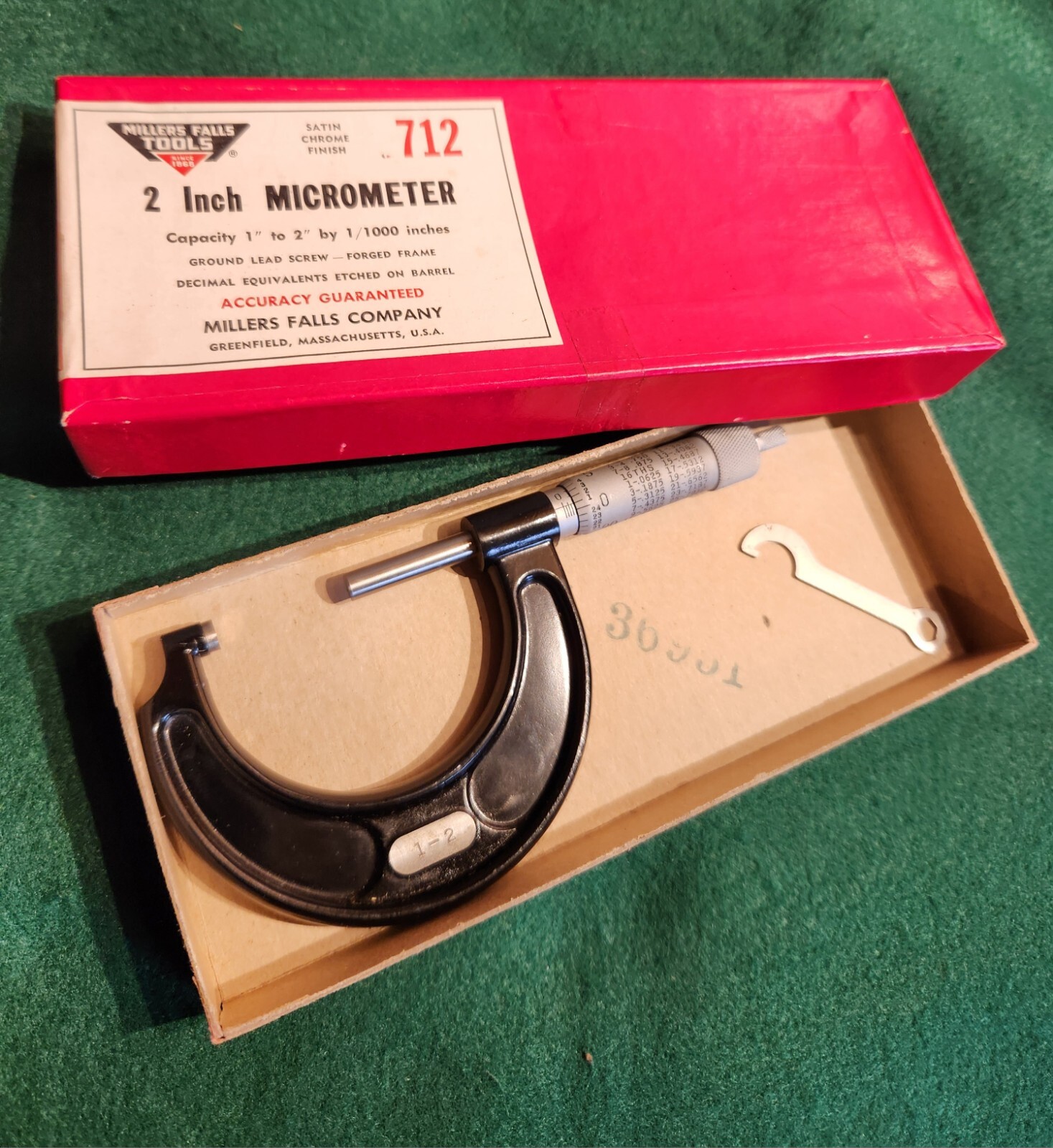 Antique MILLERS FALLS 1-2" No.712 micrometer in box . MINT CONDITION! NOS?
