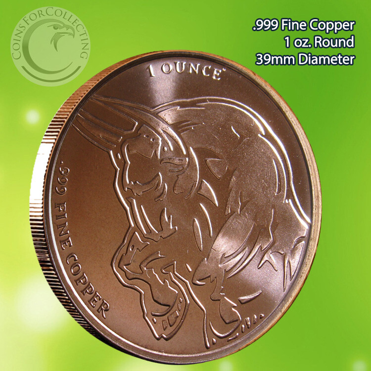 "2013 Bull & Bear" Copper Round 1 oz.999 Very Limited & Very Rare