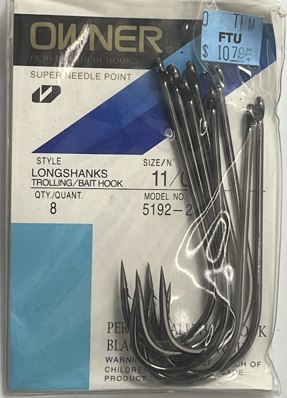 Owner Longshanks Trolling/Bait Hook 5192-211 11/0 QTY.8