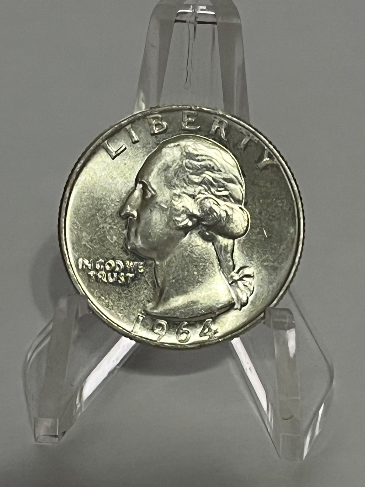 1964-P  Silver Washington Quarter Circulated Condition Stock Photo
