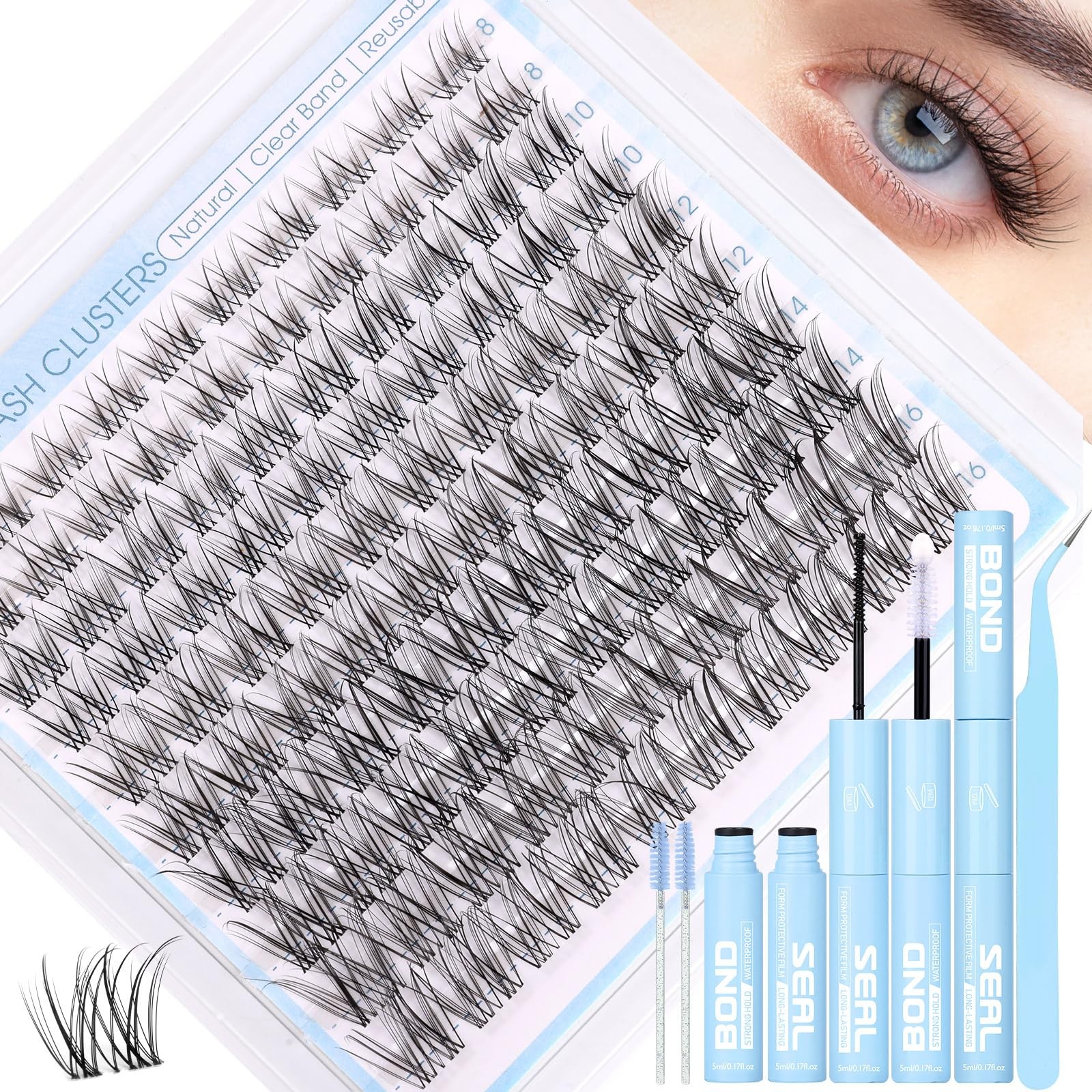 Natural Lash Clusters Kit Invisible Band Eyelash 1 count (Pack of 1), black