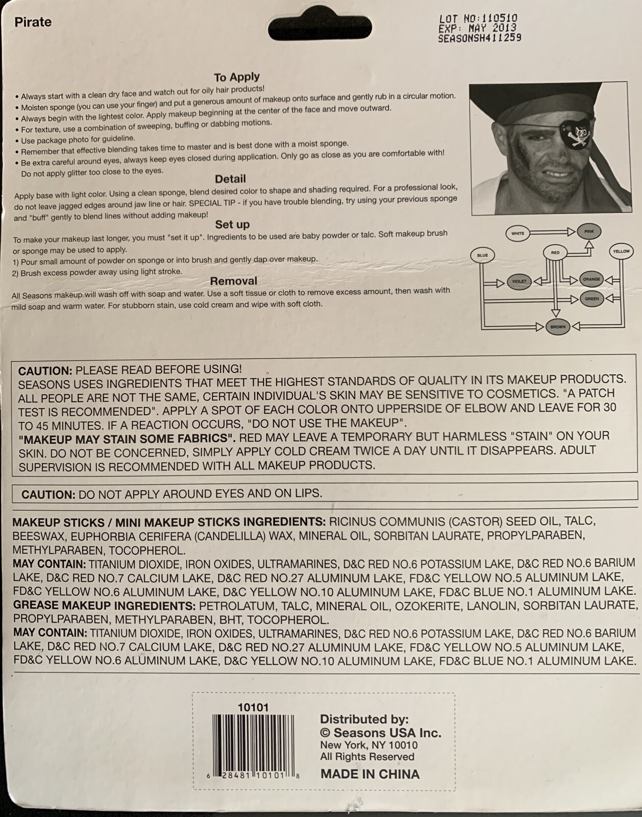 PIRATE COSTUME ACCESSORY KIT - EARRING, EYEPATCH, TEETH EYE PATCH