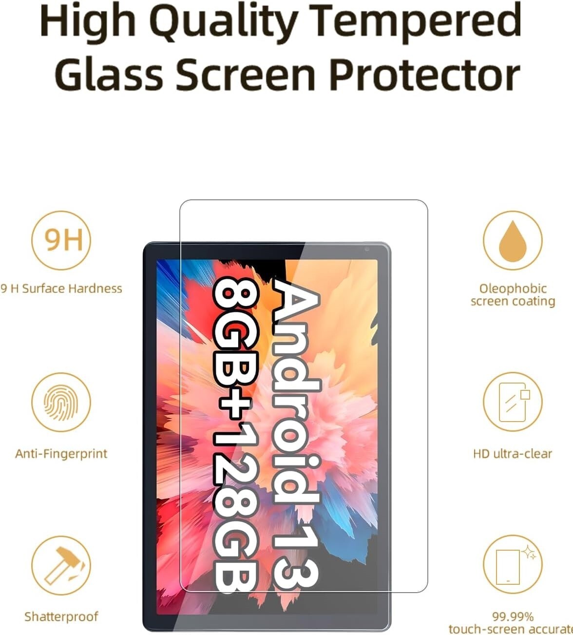 2 PACK Glass Screen Protector for C107 / OC101 / D10A / EP103A 10.1 inch Tablet