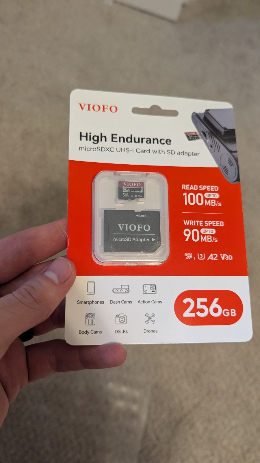 256GB VIOFO High Endurance microSD card w/ adapter