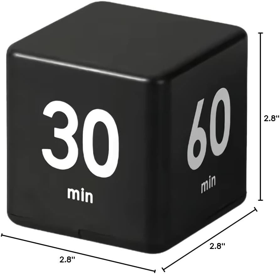 Versatile Black Cube Timer: 15-60 Minute Preset for Learning, Cooking & Games