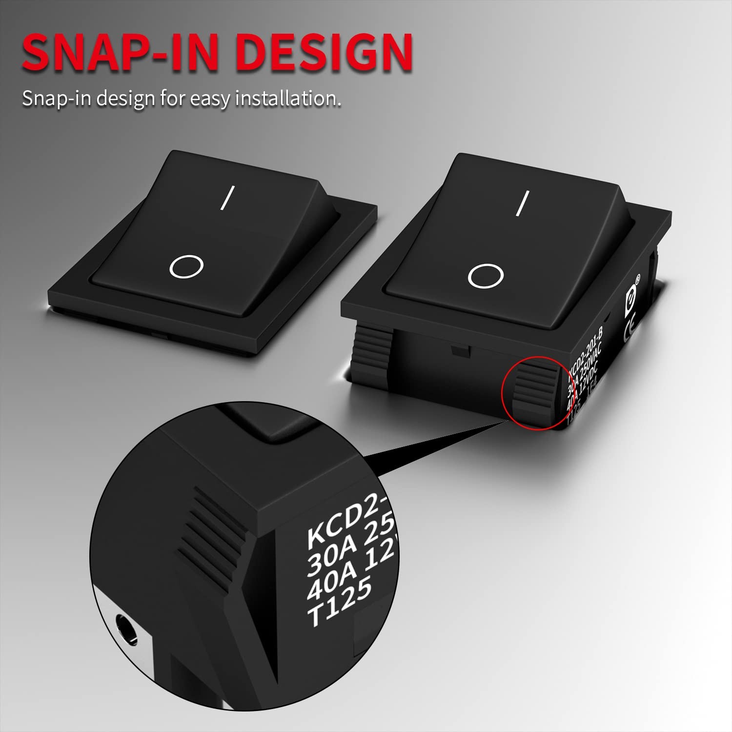 DPST Rocker Switch 40A 12V DC 4 Pin 2 Position Switch ON Off Toggle Switch 30...
