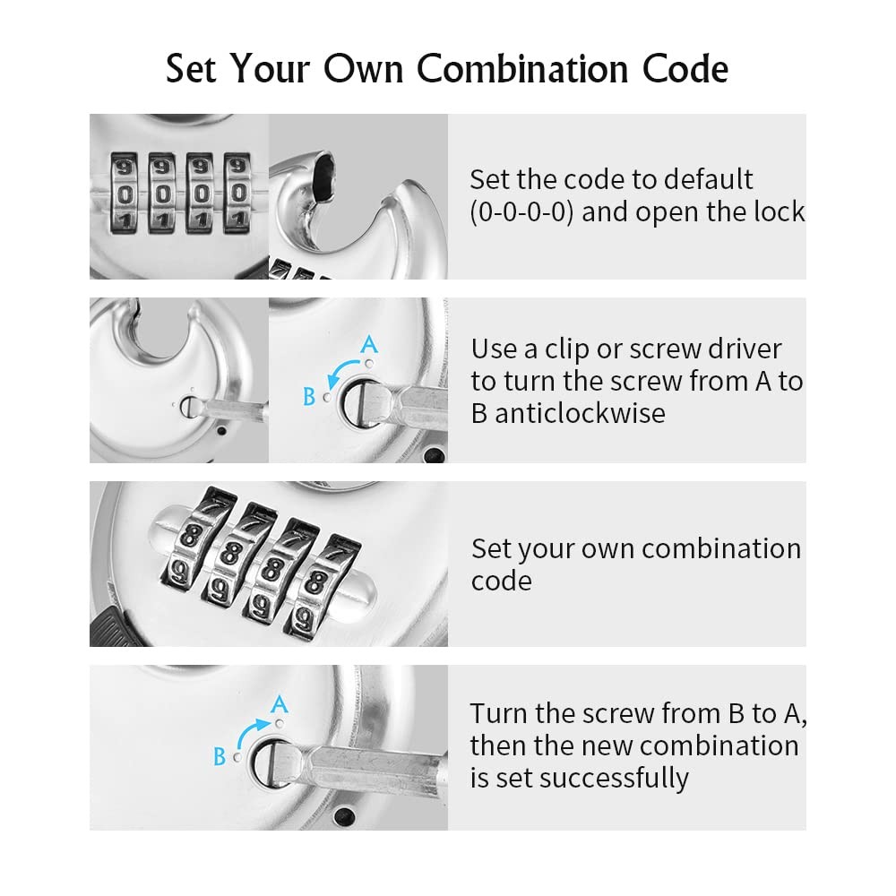 Cincinno 4 Digit Combination Lock Combination Disc Padlock Hardened Steel