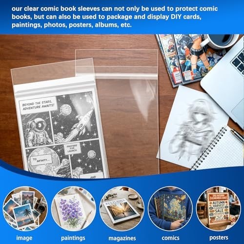 100 Sets Resealable Current Size Comic Book Bags and Boards