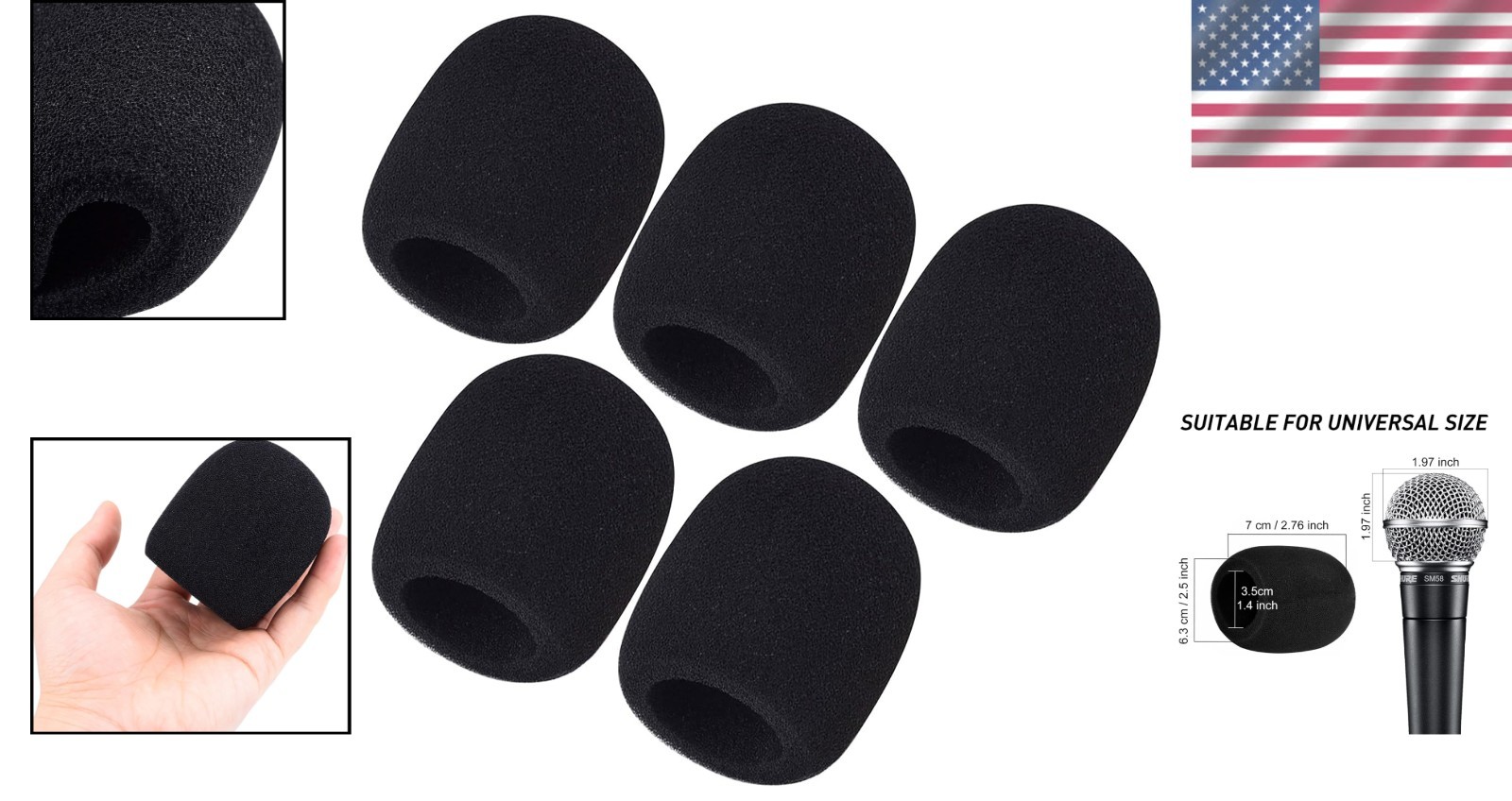 Convenient 5 Pack Foam Mic Covers - Sanitary Protection for Performers