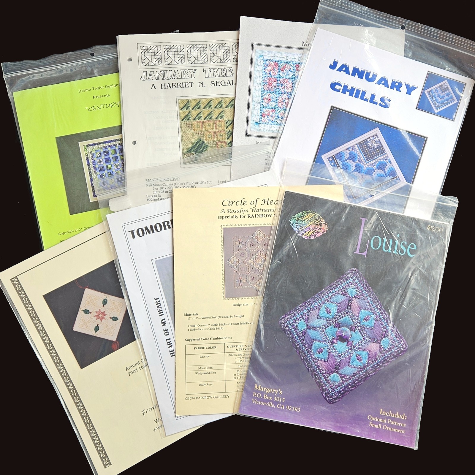 8 NEEDLEPOINT STITCH GUIDE / CHART LOT:  SEASONAL HOLIDAY WINTER, MOTHER'S    BM