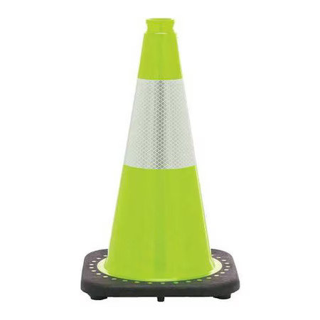 Traffic Cone, Pvc, High-Intensity Prismatic, 18 In Height, 3 Lb, Lime,