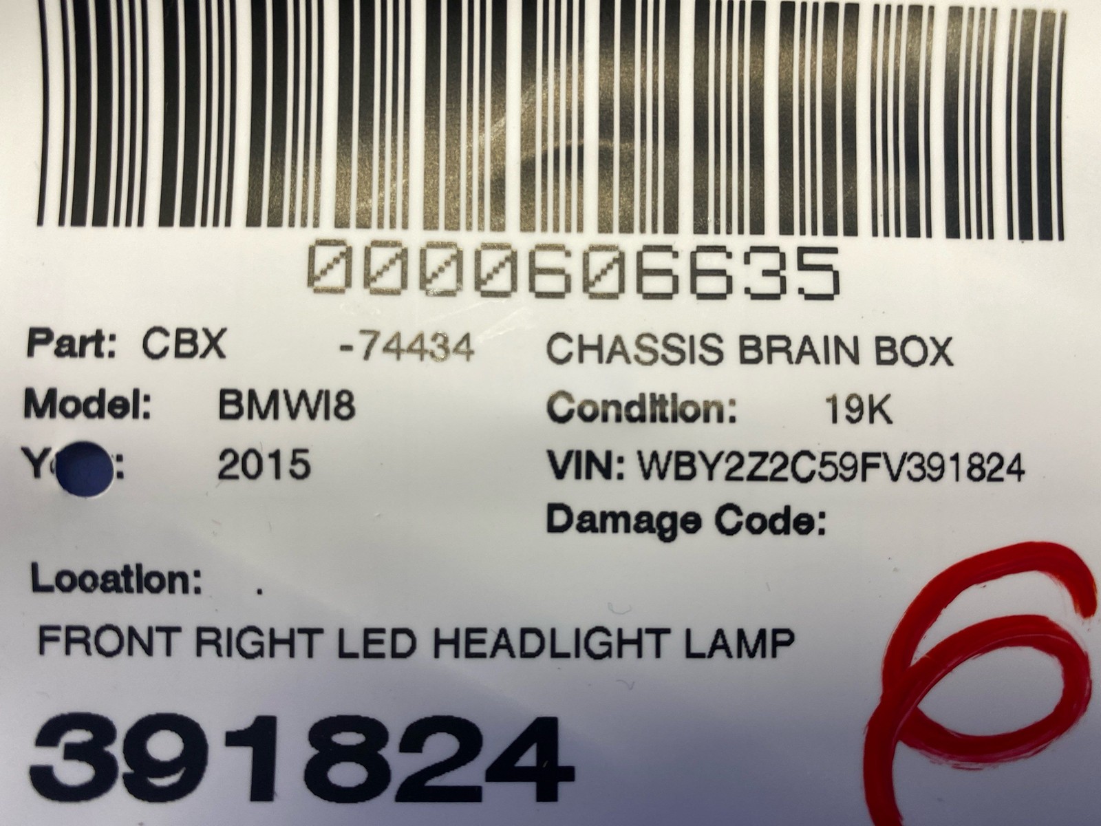 2014-2019 Bmw I8 FRONT RIGHT LED HEADLIGHT HEAD LIGHT CONTROL MODULE 7408890