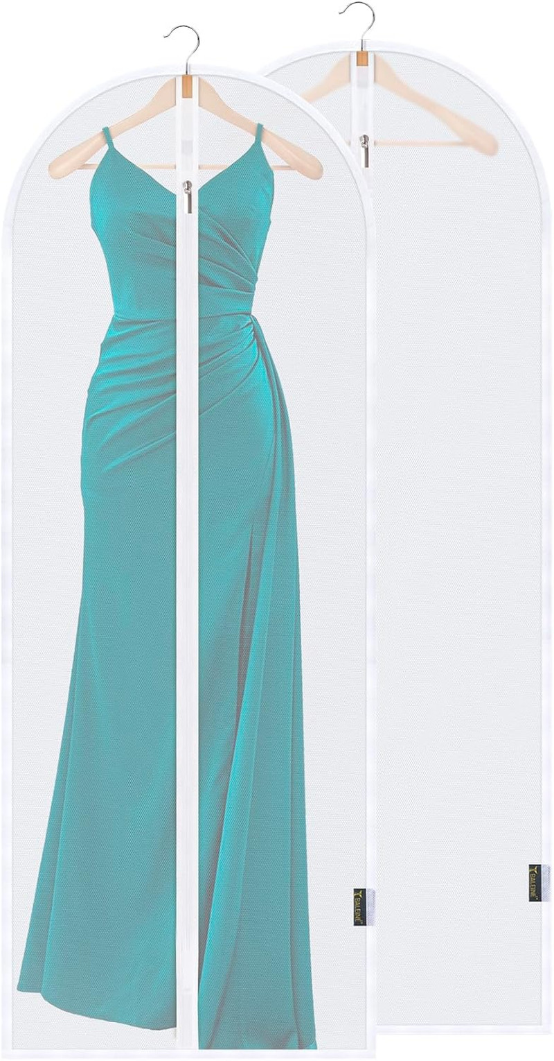 60'' Translucent Garment Bags, 2 Packs PEVA Dress Bag for Closet Clothes Dresses