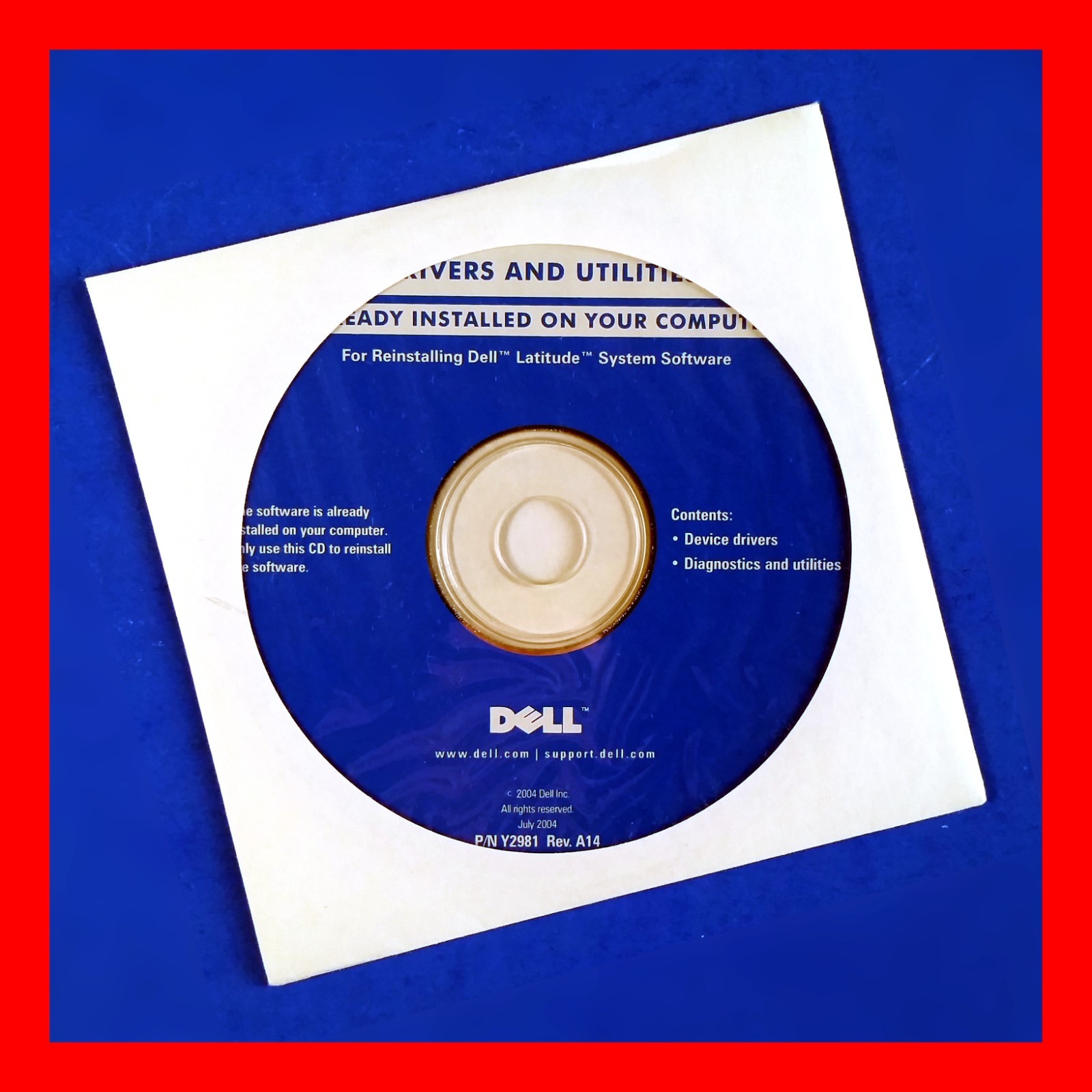 Dell Latitude D600 D800 System Software Reinstallation CD-ROM Drivers Diagnostic