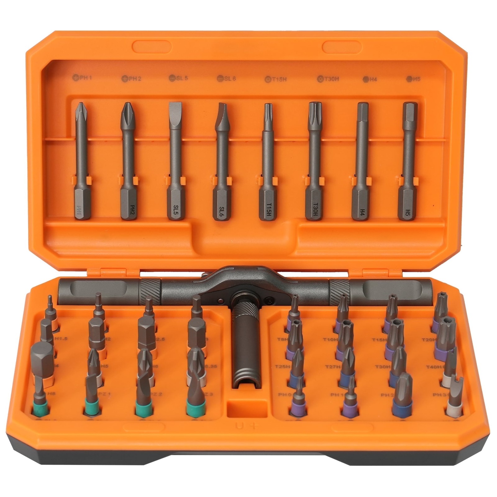 42-in-1 T-Shaped Ratchet Screwdriver Kit with Detachable Unique Screwdrivers