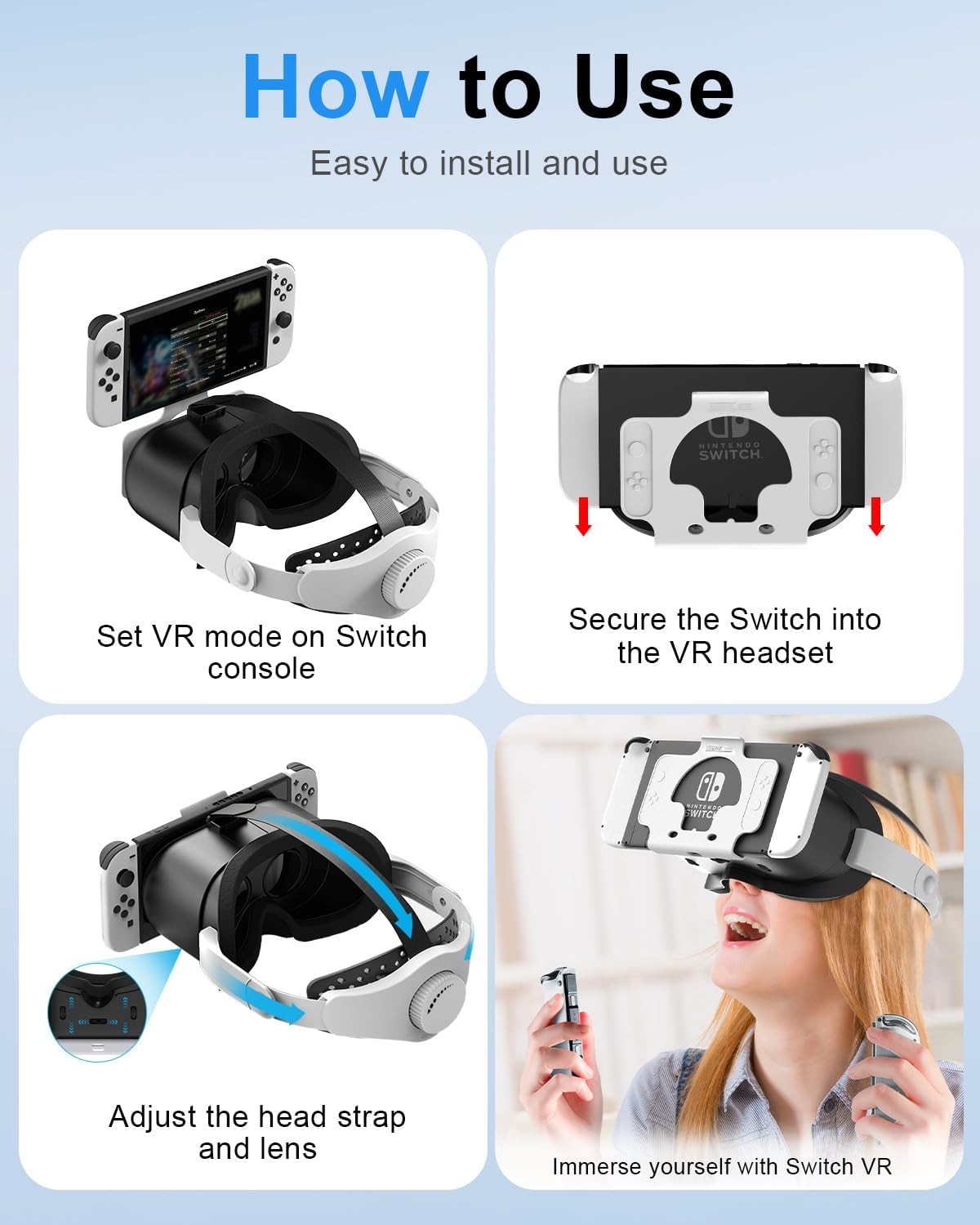 VR Headset for Nintendo Switch & Switch OLED 3D VR Gaming Experience with Lens