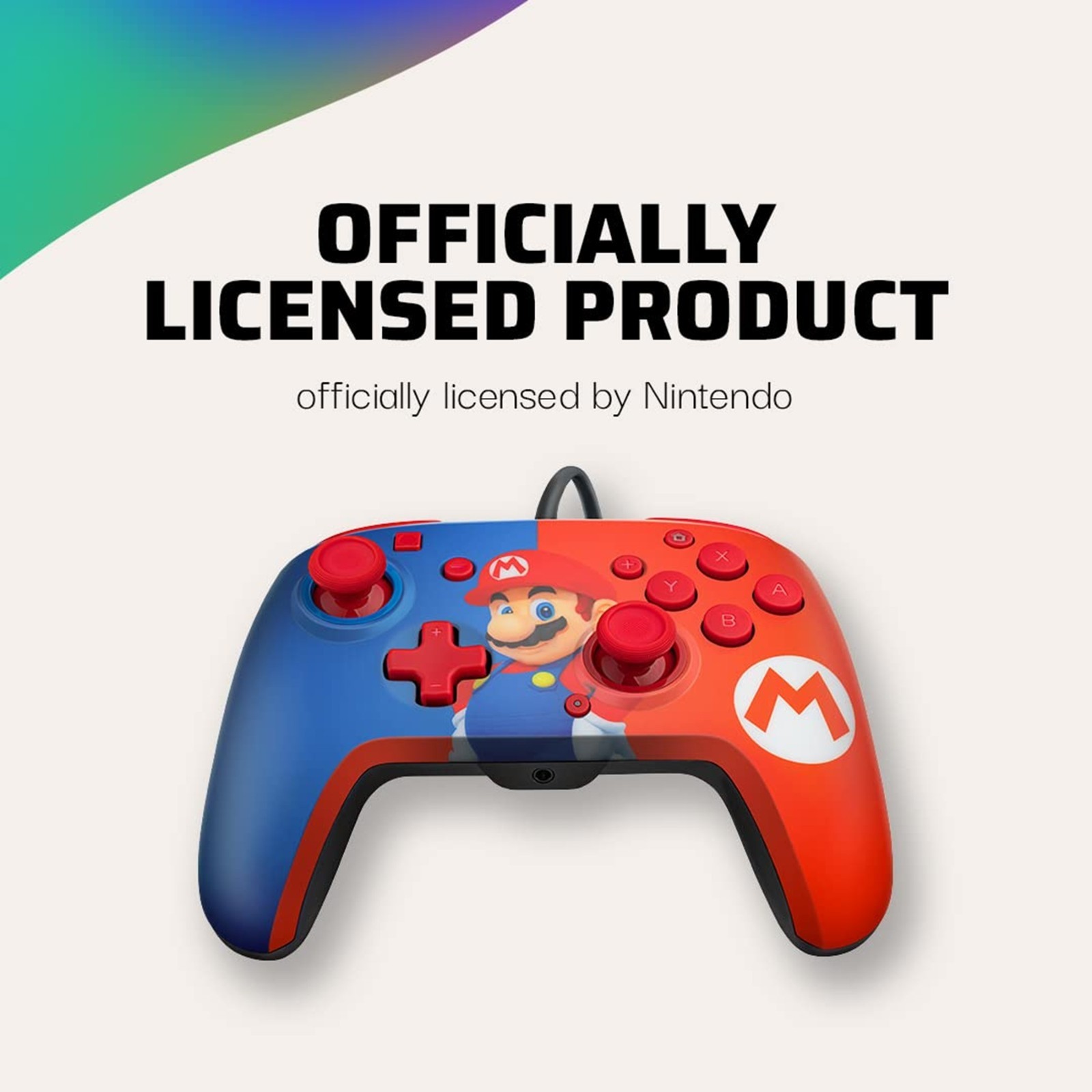PDP Gaming Faceoff Deluxe+ Wired Switch Pro Controller - Red/Blue Mario Design