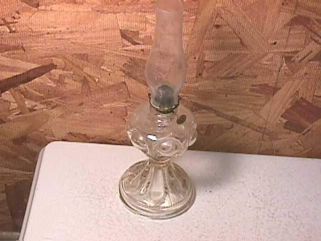 Early Pressed Glass Bulls Eye Miniatue Oil Lamp