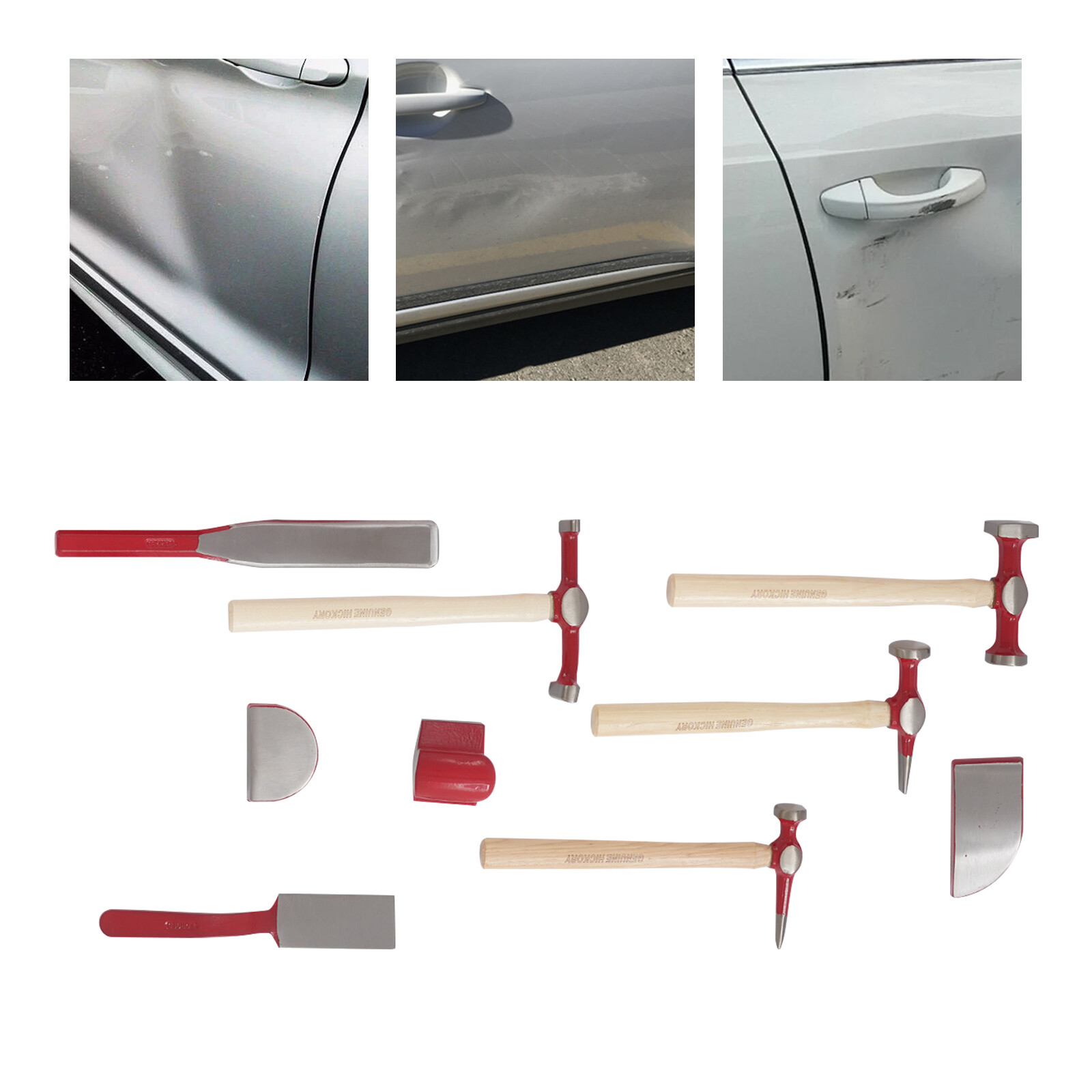 9 PCS Car Dent Removal Tool Kit, Auto Body Repair Hammer Dolly Set with Case