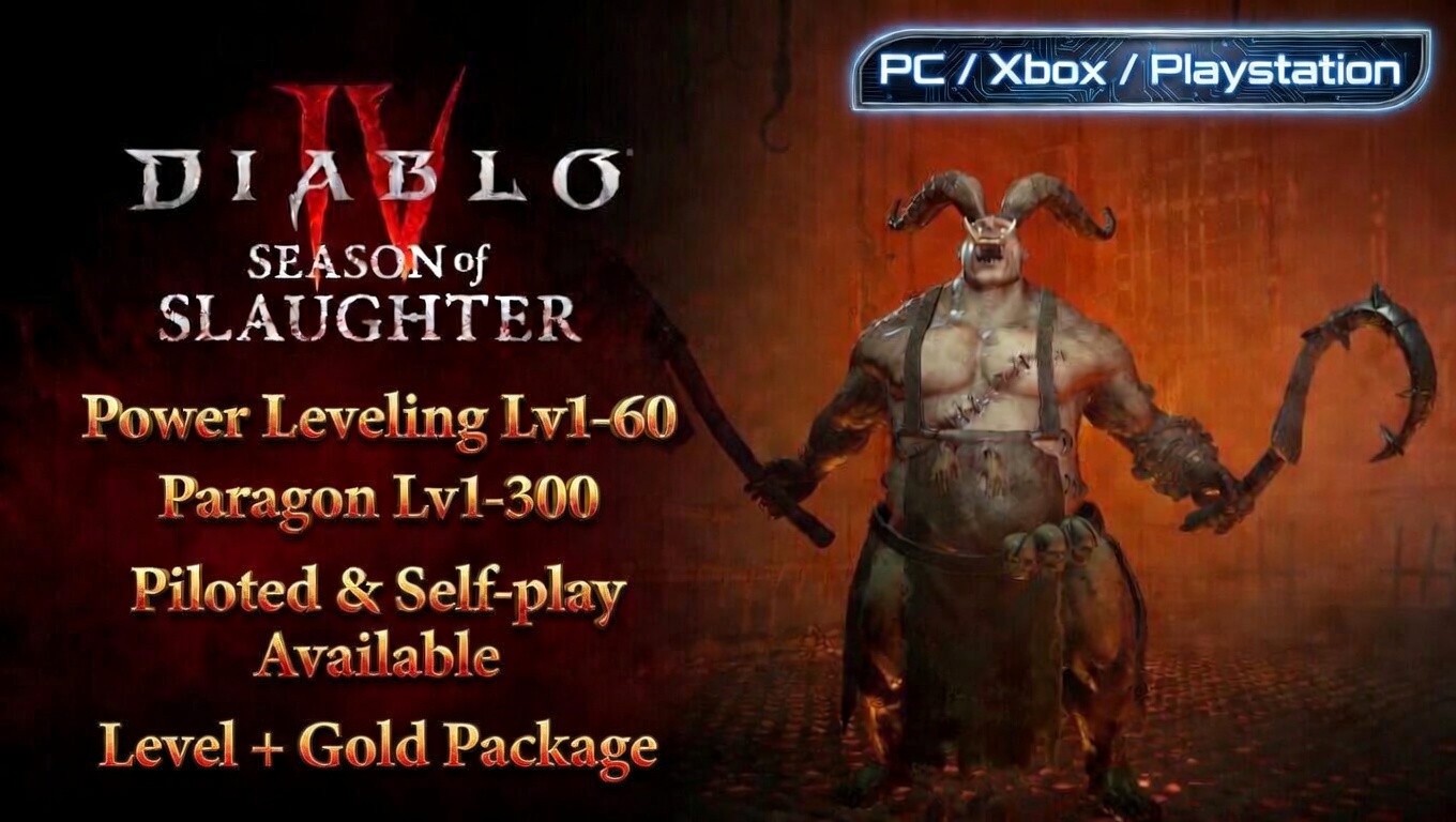 💥Diablo 4💥SEASON 12🔥Season of Slaughter🔥✨LEVEL + GOLD +PARAGON✨Boosting