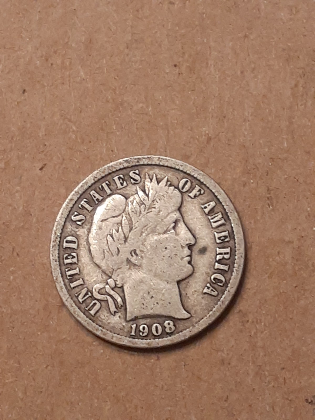 1908 D BARBER DIME  F