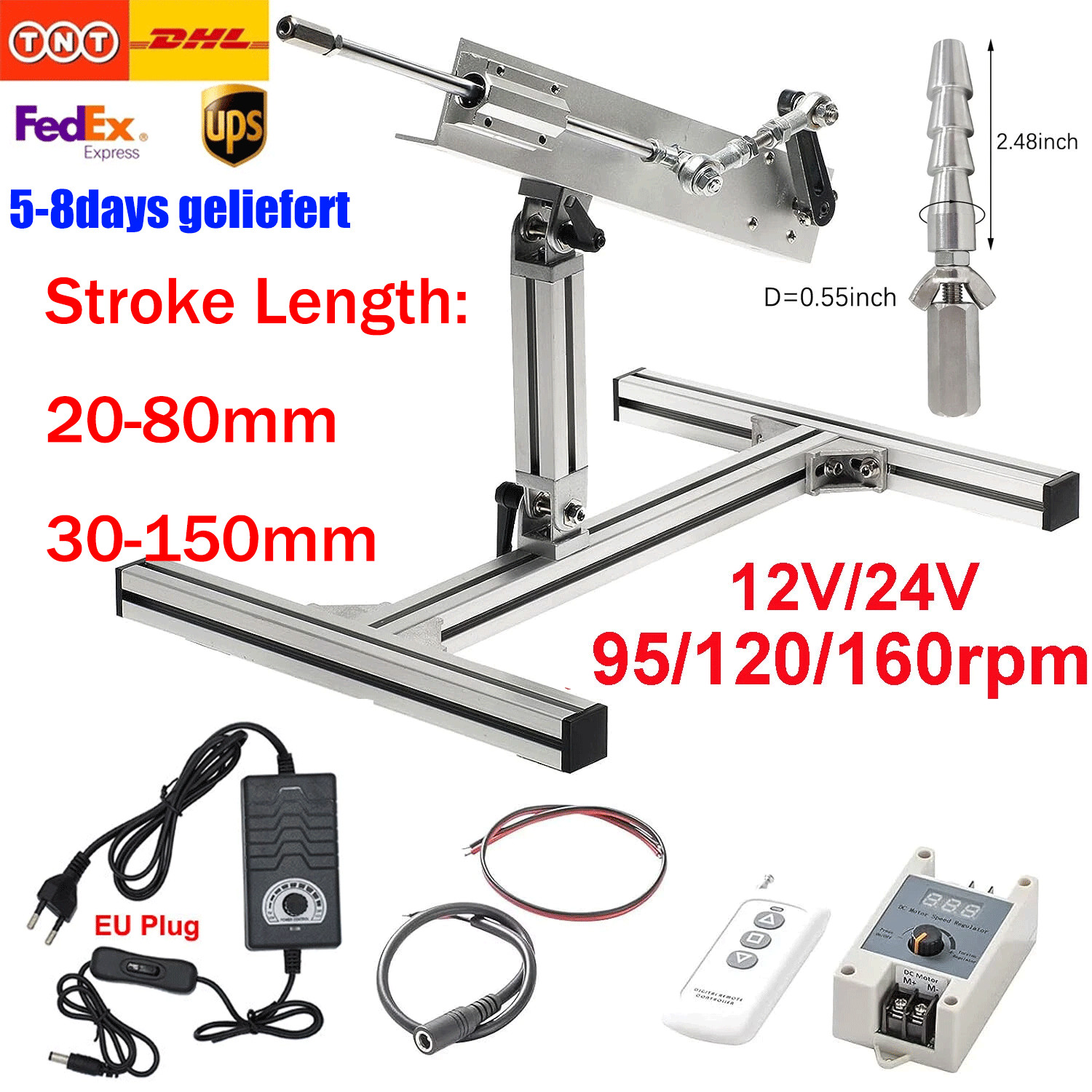 Linear Actuator Electric Reciprocating Motor 12V 24V 150mm 80mm 45rpm 95rpm 120rpm