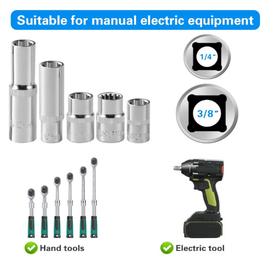 [10-Piece] 10mm Socket Set, 1/4-Inch & 3/8-Inch Drive Impact Socket, 6-Point...
