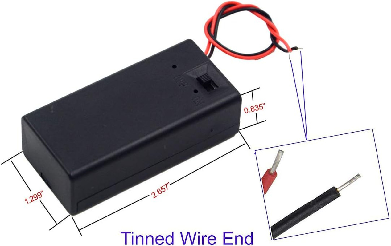 (Pack of 5 9V Battery Holder, 9 Volt Battery Holder with Switch, 9V Battery Case