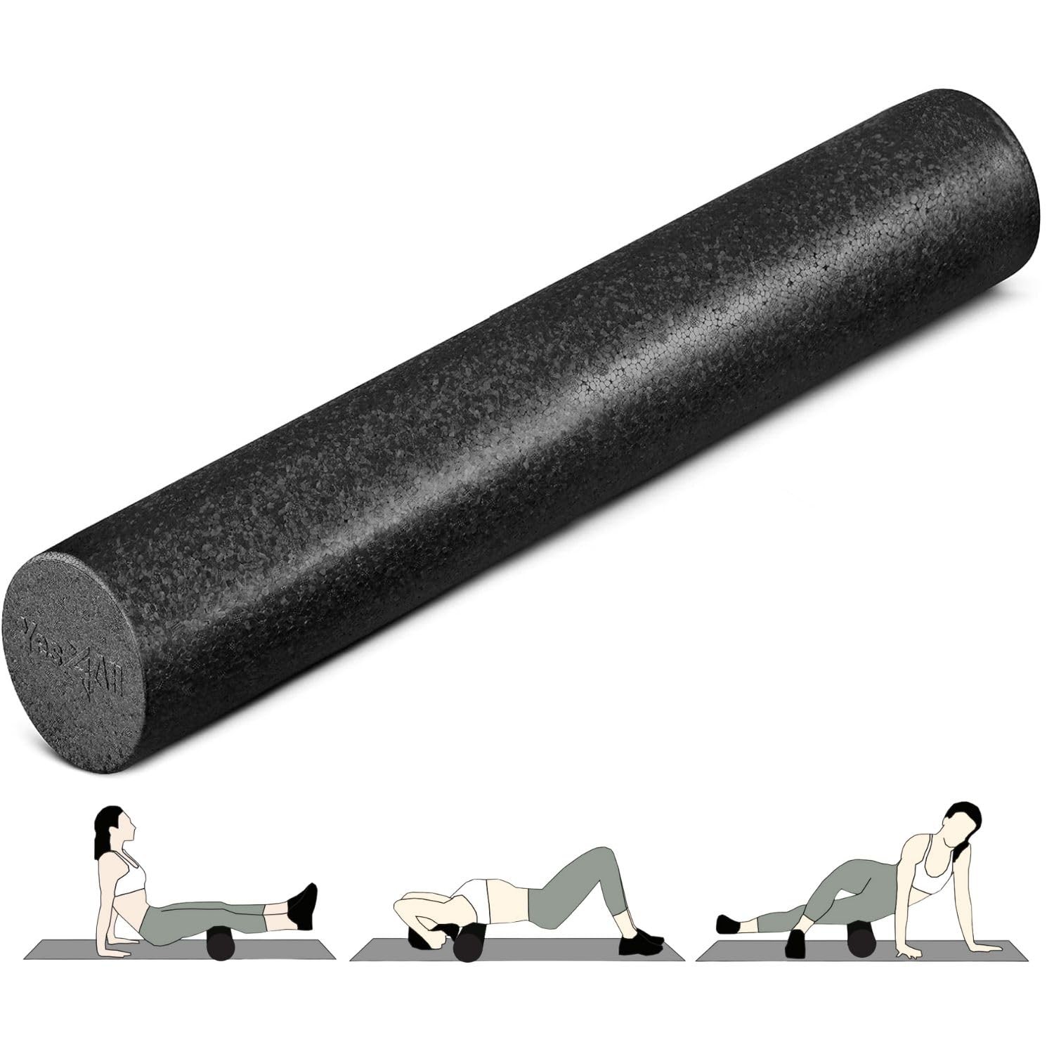 Yes4All High-Density EPP Round Back Roller 36-inch (Pack of 1), B. Black