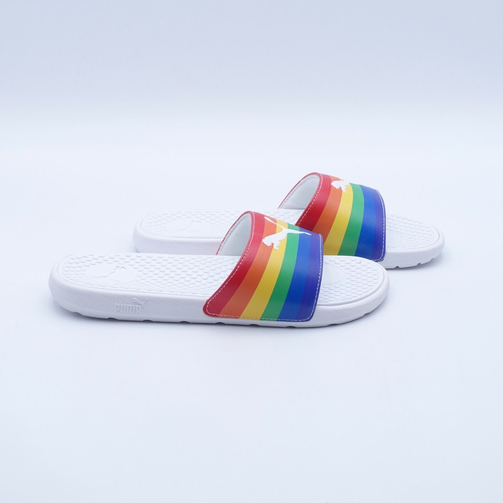 PUMA Women's Cool Cat Rainbow Pride Slide Sandals 383190-01 White