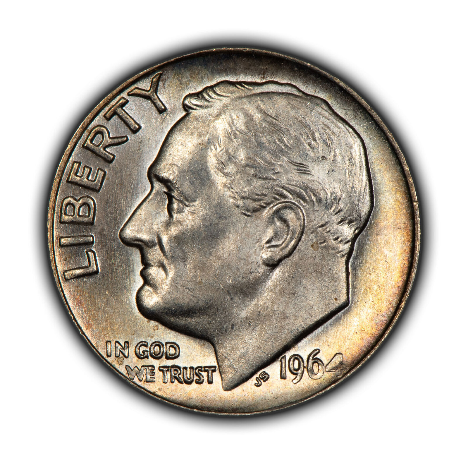 1964-D 10c Roosevelt Silver Dime - Subtle Pastel Toning - BU - SKU-Y5609